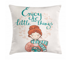 Winter Cartoon Woman Pillow Cover