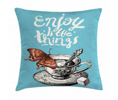 Antique Tea Cup Sketch Pillow Cover