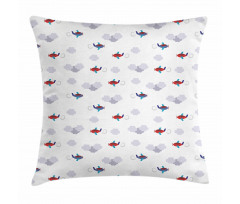 Cartoon Planes in Sky Pillow Cover