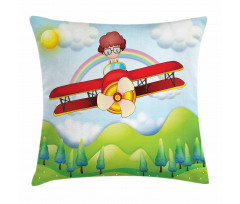 Boy in Sky Sunny Day Pillow Cover