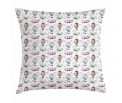 Watercolor Air Balloon Pillow Cover