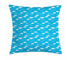 Blue Sky Clouds Planes Pillow Cover