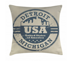 Detroit Michigan Stamp Pillow Cover