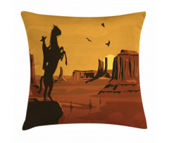 Sunset Scene and Cowboy Pillow Cover