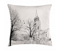Walking People Winter Pillow Cover