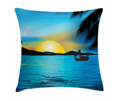 Calm Sunrise Fishing Boat Pillow Cover