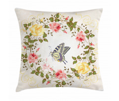 Vintage Wreath Butterfly Pillow Cover