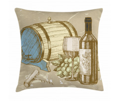 Vintage Themed and Grapes Pillow Cover