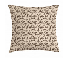 Sea Animals Sketch Pillow Cover