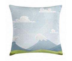 Cartoon Mountains Idyllic Pillow Cover