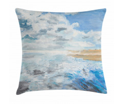 Oil Painting Beach Summer Pillow Cover