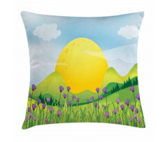 Mountains with Violets Pillow Cover