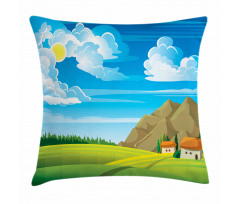 Tree House and Mountains Pillow Cover