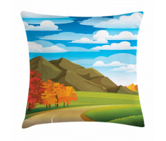 Autumn Road Trees Leaves Pillow Cover