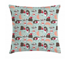 Valentines Day Animals Pillow Cover