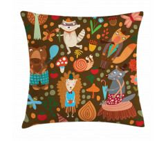 Raccoon and Butterfly Pillow Cover