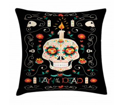 Calavera and Candle Pillow Cover