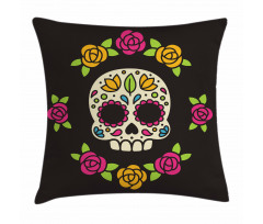 Floral Wreath Skull Pillow Cover