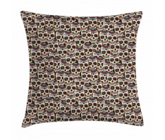 Overlapped Skulls Pillow Cover