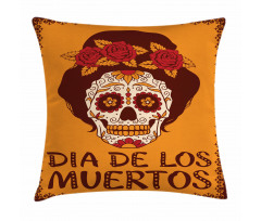 Mexican Skull Girl Pillow Cover