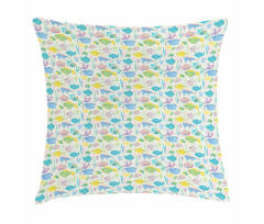 Colorful Aquatic Fauna Pillow Cover