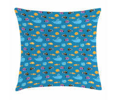 Whale and Aquarium Fauna Pillow Cover
