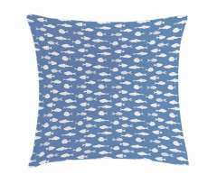 White Silhouette Fish Pillow Cover