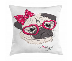 Cartoon Fashion Hipster Dog Pillow Cover