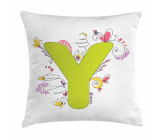 Colored Doodle Initial Pillow Cover