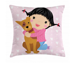 Doodle Girl and Pet Dog Pillow Cover