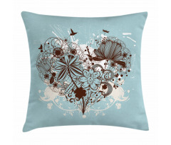 Heart Shape with Dragonflies Pillow Cover
