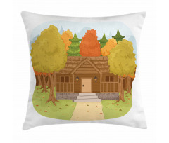 Cabin in the Autumn Forest Pillow Cover