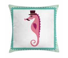 Hipster Seahorse Hat Pillow Cover