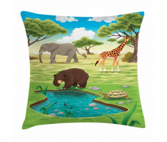 Jungle Bear Giraffe Pillow Cover