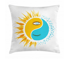 Day and Night Sun Moon Pillow Cover
