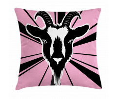 Graphic Goat Head Artwork Pillow Cover