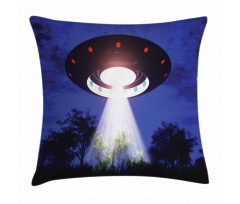 Night Scenery with Aliens Space Pillow Cover