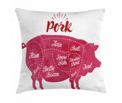 Cutting Pig Meat Diagram Pillow Cover