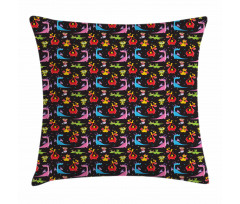 Colorful Stars on Black Pillow Cover