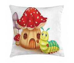 Mushroom House Bug Pillow Cover