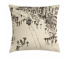 Cityscape Sketch Art Pillow Cover