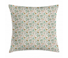 Doodle Botanical Leaves Pillow Cover