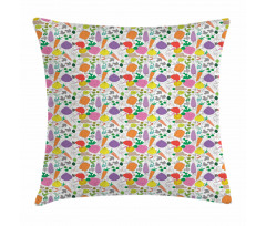 Childish Drawing Food Pillow Cover