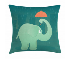 Elephant Holding Umbrella Pillow Cover