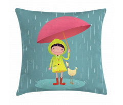 Girl with Duck Friend Pillow Cover