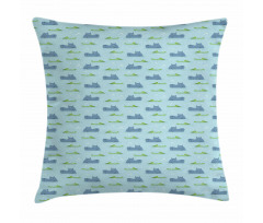 Hippo Crocodile in Water Pillow Cover