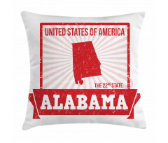 Grungy Theme State Map Pillow Cover