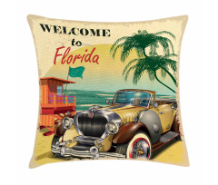 Old Beach Car Picture Pillow Cover