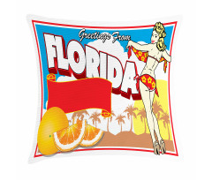 Pin-up Girl and Oranges Pillow Cover