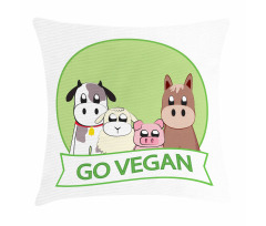Go Vegan Slogan Animals Pillow Cover